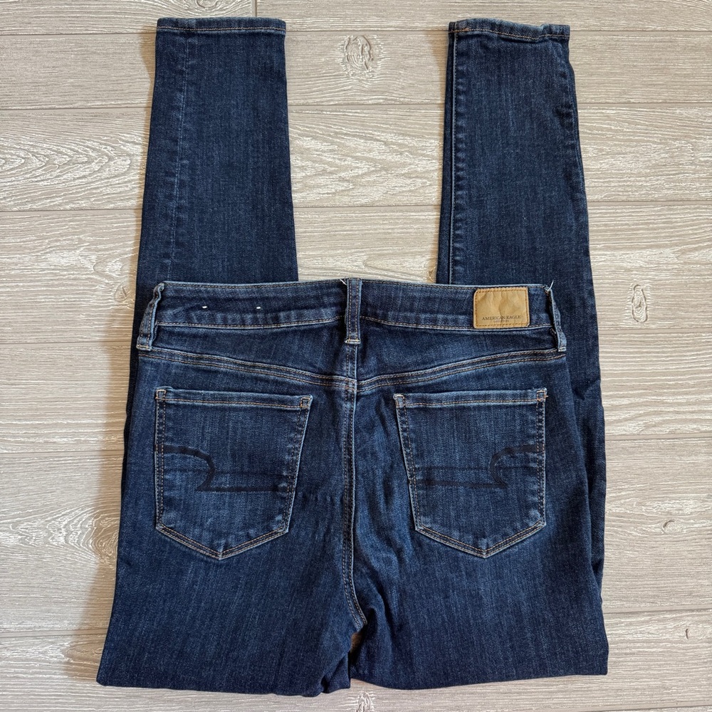 American Eagle Outfitters Women's Blue High Rise Skinny Jean Jeggings 10 Long - Picture 3 of 7